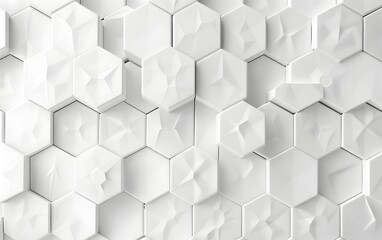 Fototapeta premium Abstract white background with hexagon patterns, simple geometric shapes for technology or science concept