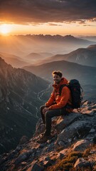 A smiling man on top of a mountain