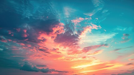 Fototapeta premium The sky is aglow with the vibrant hues of a new day mapping a heavenly path with its natural colors The evening reveals a tapestry of design against the backdrop of World Environment Day il