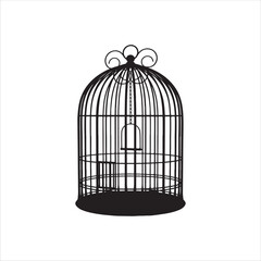 Vintage birdcage silhouette isolated on white background. Bird cage icon vector illustration design.