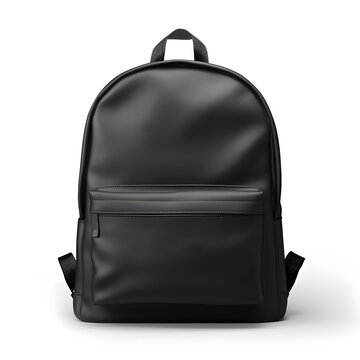 Black backpack mock up isolated on white background