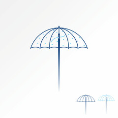 Logo design graphic creative concept premium vector stock unique abstract rain umbrella and sewing needle thread. Related weather convection industry