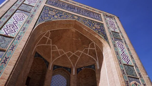 View of Khast Imam Square in Tashkent, Uzbekistan. Translation on mosque: "Hazrati imam complex"