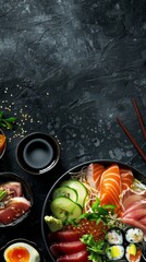 Sushi dish with premium dark background