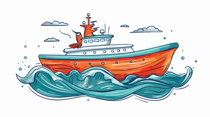 Doodle drawing of passenger ship marine vessel touris
