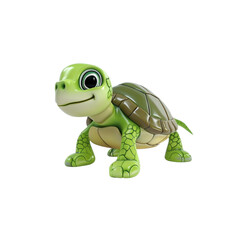 Fototapeta premium Cute cartoon turtle on white background