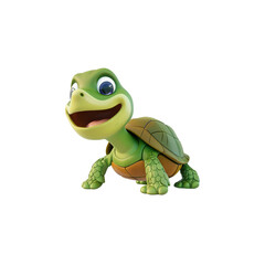Cute cartoon turtle on white background