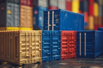 multicolored toy cargo containers