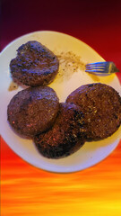 Delicious homemade hamburger and french fries