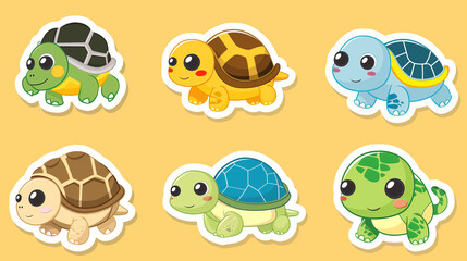 Very cute little stickers featuring cute turtle designs in a vector format. These adorable stickers are perfect for adding a touch of charm and whimsy to any project or decoration.
