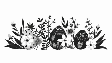 Easter eggs decorative monochrome composition on white