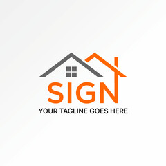Logo design graphic concept creative vector premium stock abstract word text Sign with roof house line on top. Related to property architecture home