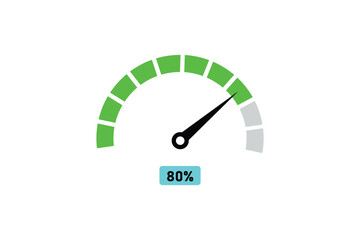 80 percent Speedometer icons. on white background. Vector illustration.