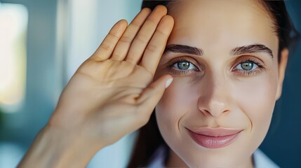 Fototapeta premium Close-up of Woman's Eye with Striking Blue Iris