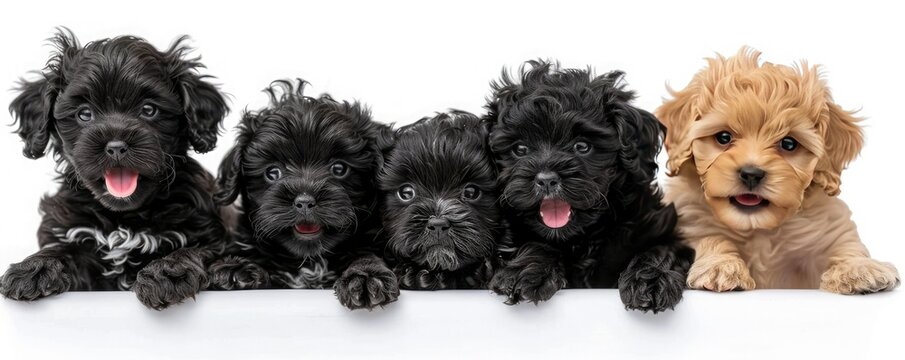 A group of puppies of Russian Tsvetnay