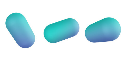 3d capsule, geometric shapes 3d set, transparent background