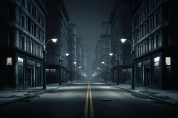 Obraz premium Midnight Mysteries in a Desolate Cityscape
