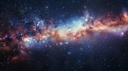 A view from space to a galaxy and stars. Universe filled with stars, nebula and galaxy,. Panoramic shot, wide format. Elements of this image furnished by NASA. - Powered by Adobe