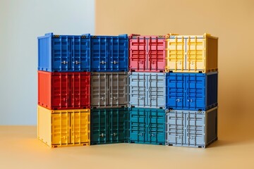 Fototapeta premium multicolored toy cargo containers