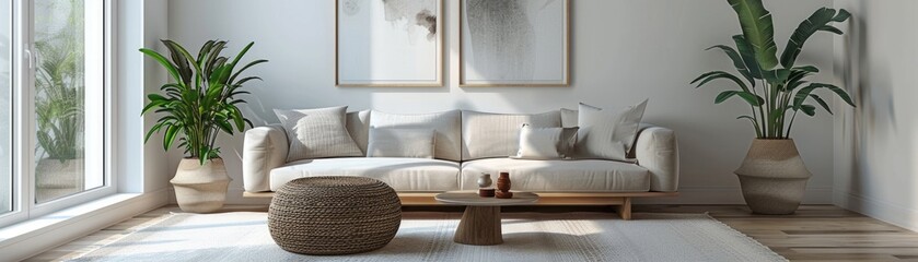 Modern Scandinavian living room interior.