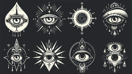 Eye symbols. Evil eyes sign decorative alchemy tattoo