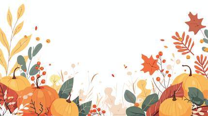 Fall flat vector background. Autumn decorative horizo