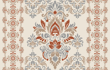 ikat ethnic seamless pattern in tribal. Beautiful fabric Indian style. Design for background, wallpaper, illustration, fabric, clothing, carpet, textile, batik, embroidery.