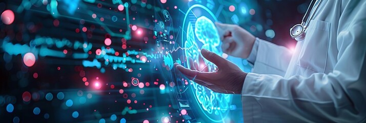 Obraz premium Digital health records accessible through AI platforms centralize patient information, promoting continuity of care and interdisciplinary collaboration
