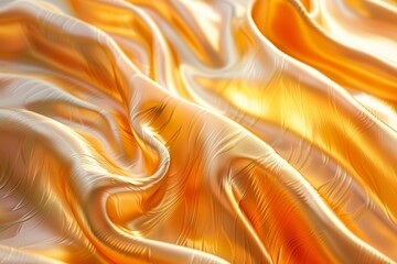 A close up of a golden silk fabric. - obrazy, fototapety, plakaty