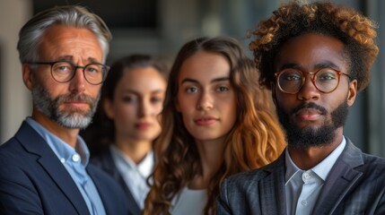 Obraz premium Diverse Group of Professionals Posing Confidently in Office Environment