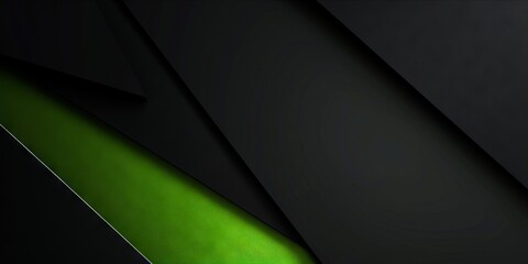A black and green background with a green stripe. - obrazy, fototapety, plakaty