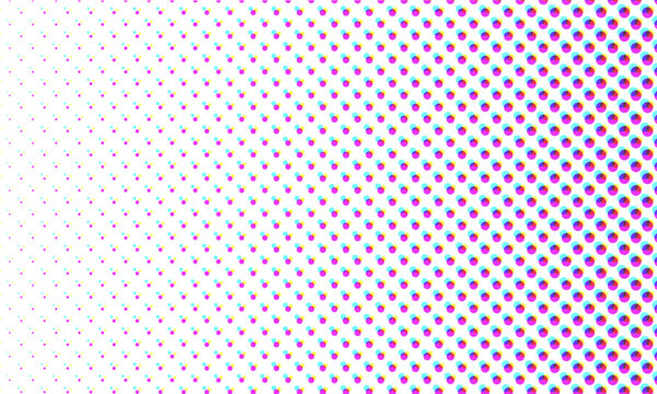 Vector Color Halftone Dots Pattern Retro Pop Art Comic Print Close Up Wallpaper Overlay Texture on Transparent Background