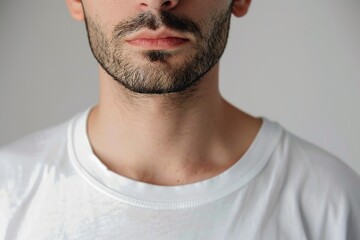 Obraz premium Young man on white background closeup