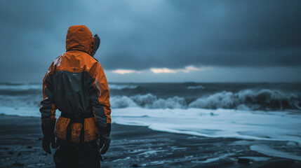 A shot of an Icelandic fisherman in cold sea conditions, in rough gear, conveys his passion and dedication to fishing.