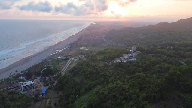 Aerial view of Parangtritis beach Yogyakarta, Indonesia