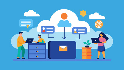 Vector illustration of business technology cloud server security and online storage backup concept 
