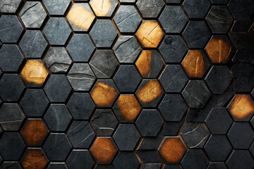 Fondo abstracto colorido con patrón hexagonal.
Primer plano de un patrón geométrico con hexágonos coloridos creando un fondo abstracto.