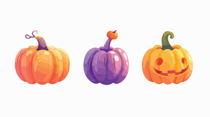 Four of cute decorative pumpkins of various shapes 