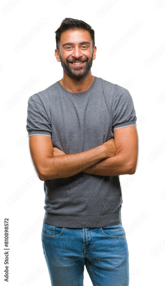 Wall mural Adult hispanic man over isolated background happy face smiling with crossed arms looking at the camera. Positive person.