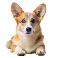 Happy Corgi Sitting on White