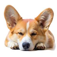 Happy Corgi Sitting on White