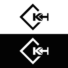 KH logo. K H design. White KH letter. KH, K H letter logo design. Initial letter KH linked circle uppercase monogram logo.