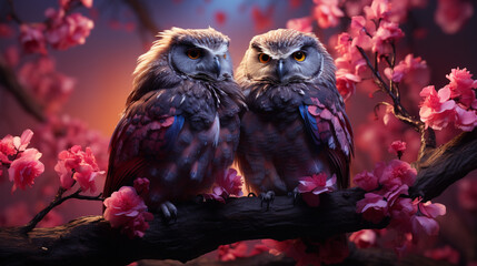 eagle owl on tree  HD 8K wallpaper Stock Photographic Image