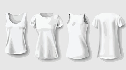 Four of different realistic white t-shirt for man and
