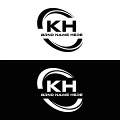 KH logo. K H design. White KH letter. KH, K H letter logo design. Initial letter KH linked circle uppercase monogram logo.