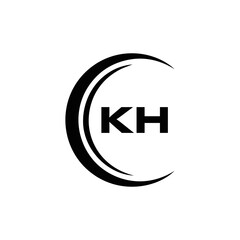 KH logo. K H design. White KH letter. KH, K H letter logo design. Initial letter KH linked circle uppercase monogram logo.