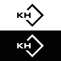 KH logo. K H design. White KH letter. KH, K H letter logo design. Initial letter KH linked circle uppercase monogram logo.