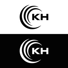 KH logo. K H design. White KH letter. KH, K H letter logo design. Initial letter KH linked circle uppercase monogram logo.