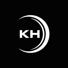 KH logo. K H design. White KH letter. KH, K H letter logo design. Initial letter KH linked circle uppercase monogram logo.