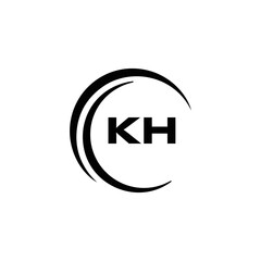 KH logo. K H design. White KH letter. KH, K H letter logo design. Initial letter KH linked circle uppercase monogram logo.